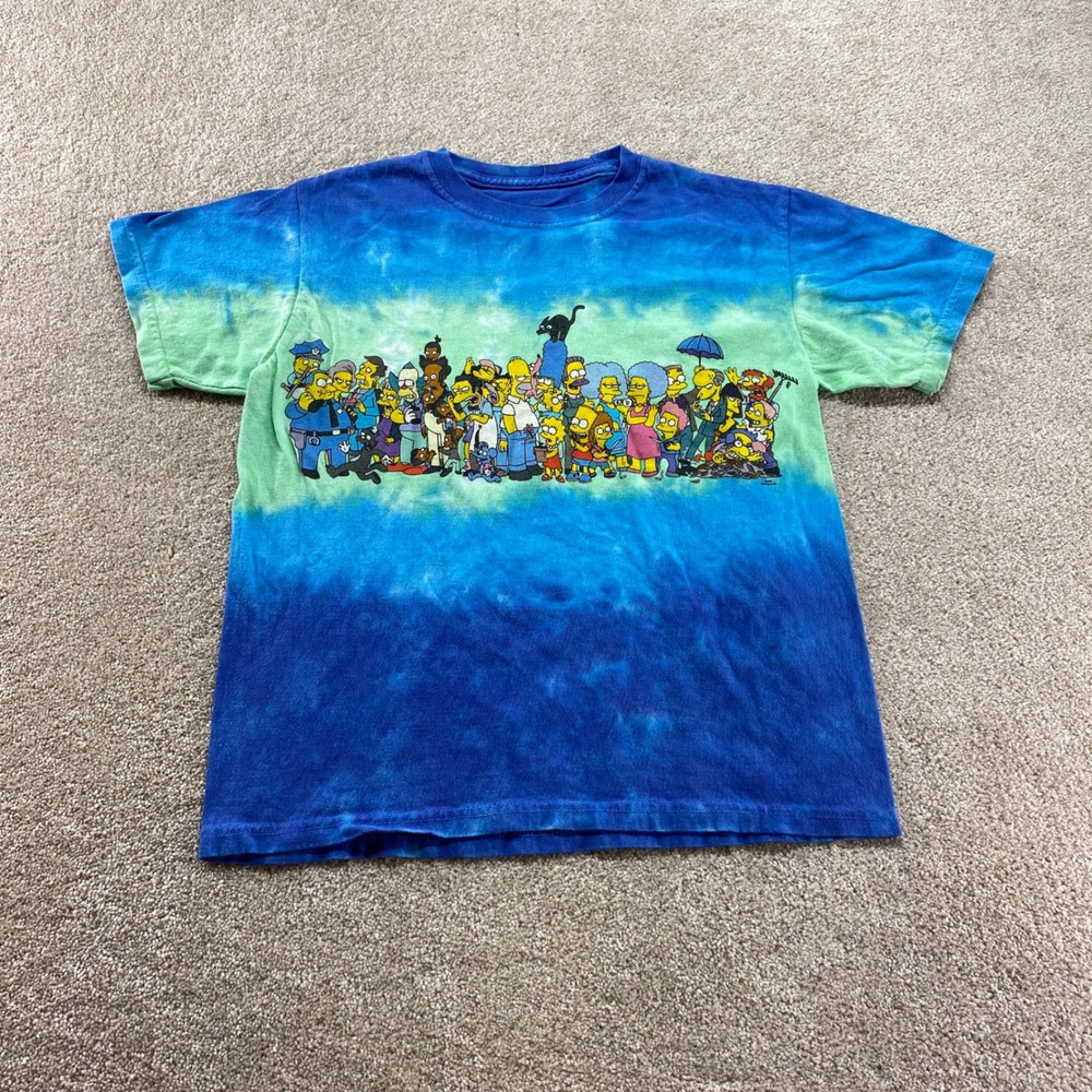 Universal Studios The Simpsons Shirt Kids Small Blue Tie Dye Character Graphic